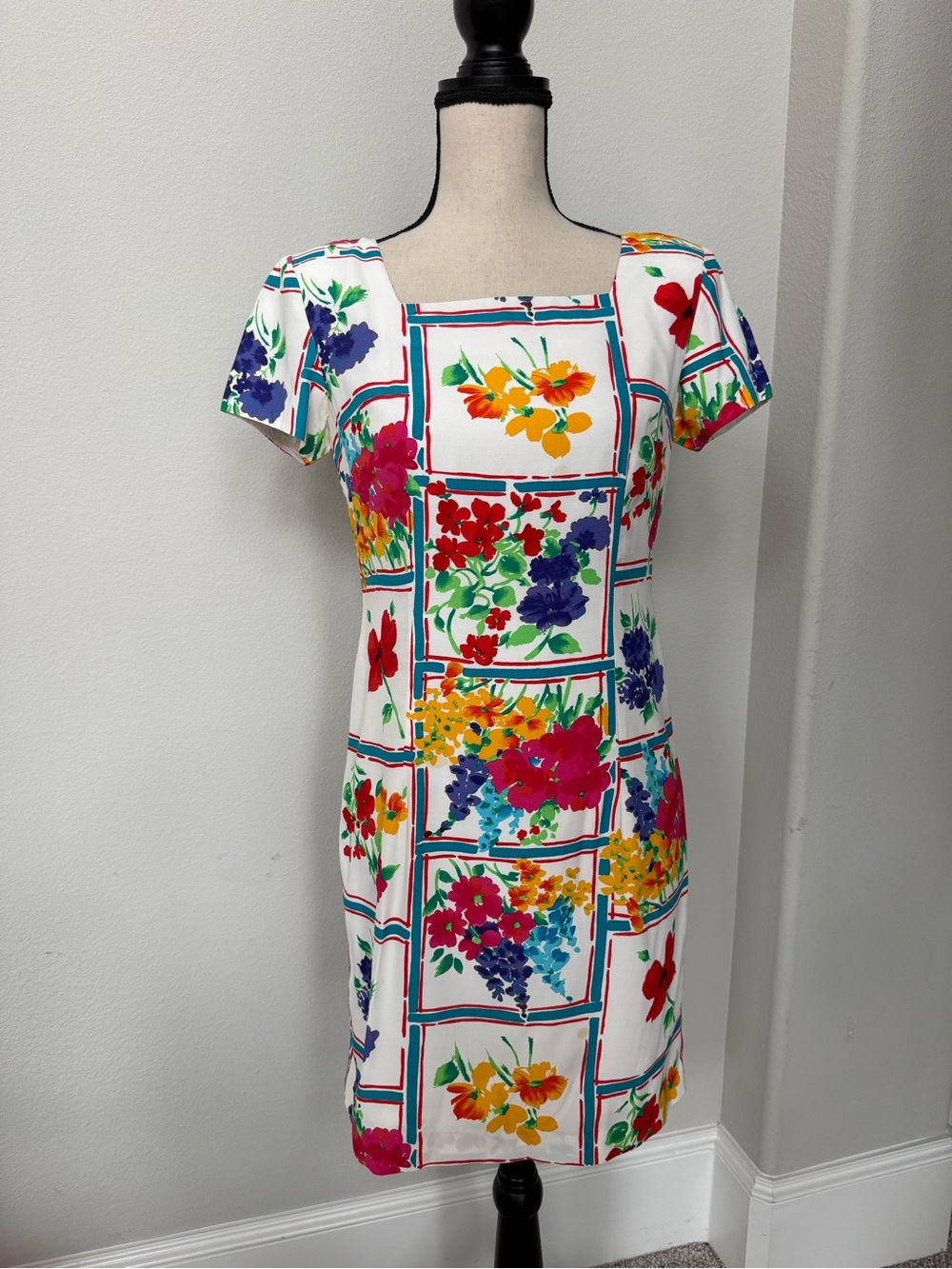 Vintage Jessica Howard Floral Square-Panel Shift Dress